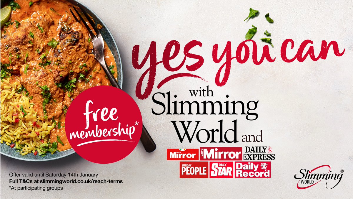 SlimmingWorld's tweet photo. Want to make 2023 the year you achieve your #WeightLoss dreams? #YesYouCanWithSlimmingWorld ✨! Pick up a copy of @DailyMirror, @Daily_Express, @dailystar, @Daily_Record, @thesundaypeople or @IrishMirror before 8th January and get free #SlimmingWorld membership 💕. https://t.co/to6EfFgTfr