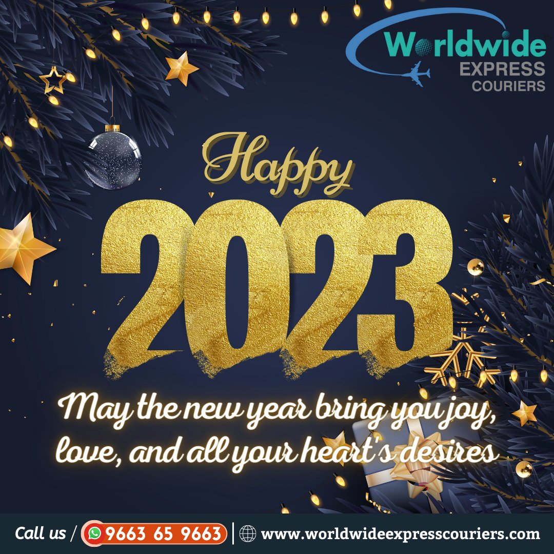 WWEC_INDIA's tweet photo. Happy New Year! We hope that the new year brings you joy, health, and happiness. Here's to a great start to the year and all the best in the coming months.

#newyear #happynewyear #newyear2023 #worldwideexpresscouriers #wwec https://t.co/guaHElJWHf