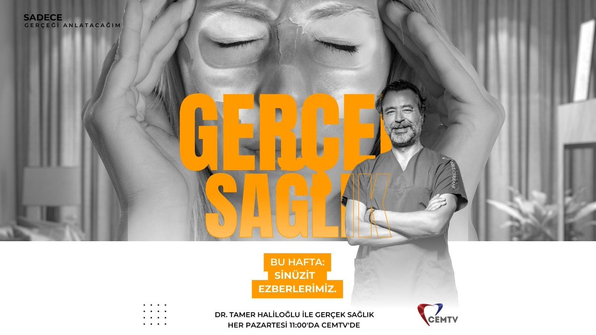 DrTHaliloglu's tweet photo. Dr. Tamer Haliloğlu ile "Gerçek Sağlık" Her Pazartesi 11:00'da Cemtv'de.
Bu Haftanın Konusu "Sinüzit ve Ezberlerimiz". https://t.co/SEbfJWdZwO