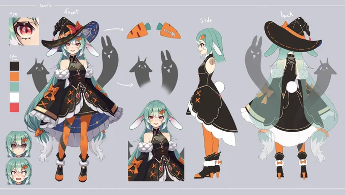 Vtuberキャラデザのサンプル及び練習絵② 