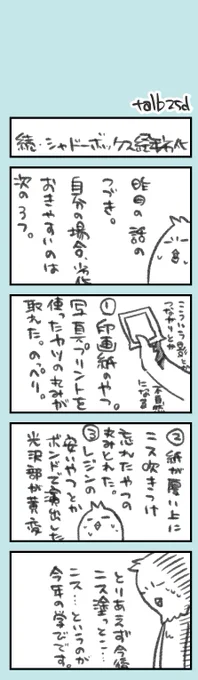 きょうのオタク日記。

年末ですが、きのうの話のつづきです。
経年劣化が見られた作品の傾向を、備忘録として記録。

追加で書くとホロとかで厚みがあるやつも反りが取れちゃってました。ニスできちっと固定した方がいいのかなあと思案しています。 https://t.co/Nj9lEpxP9S 
