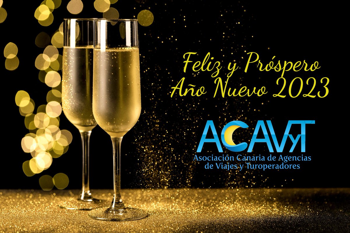 ACAVyT__'s tweet photo. El equipo de @ACAVyT__ en nombre sus Agencias Asociadas, Partners y Colaboradores brindamos deseándoles un Feliz y Próspero Año Nuevo 2023 🎇#IslasCanarias #Viajar #AgenciasDeViajes #Turoperadores #Actyvados2023 https://t.co/szsg1RyE5H