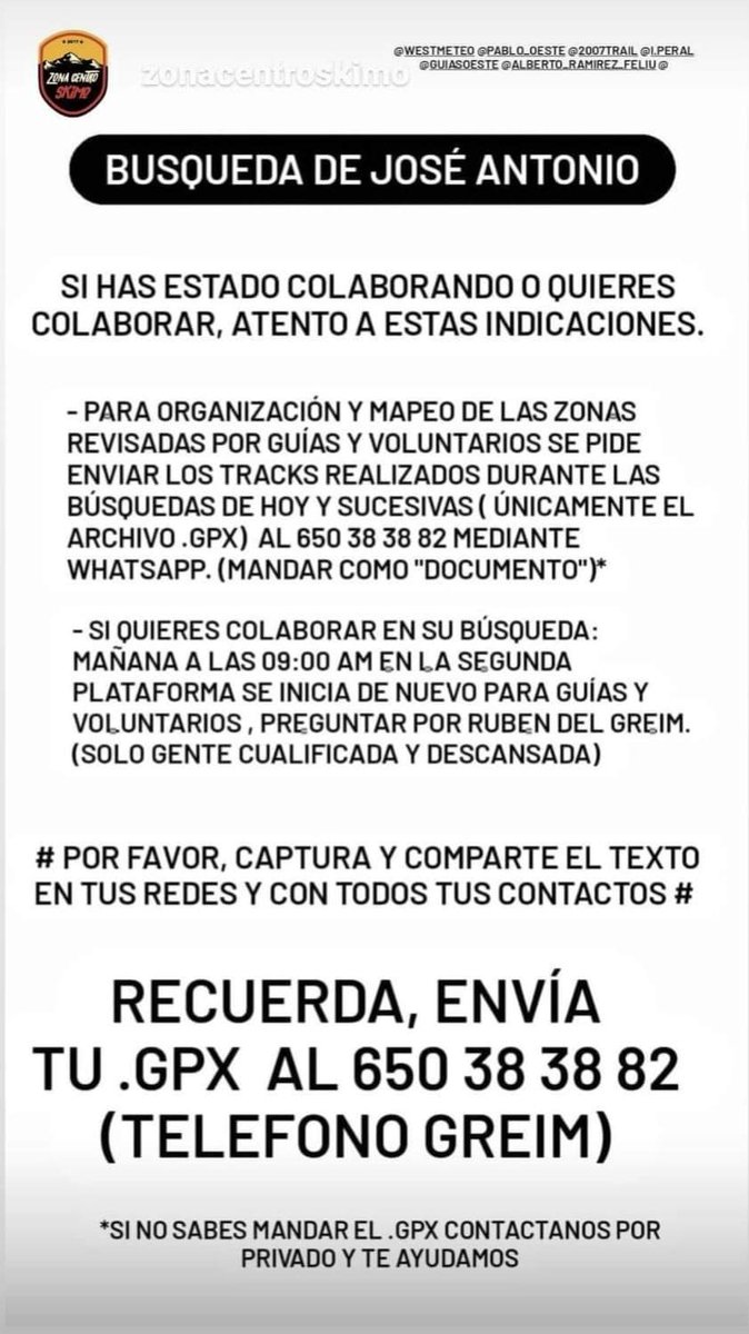 ea1gxq's tweet photo. Continua la búsqueda de Jose Antonio desaparecido en la #SierradeBéjar el pasado día 29-12-2022 mientras realizaba la ruta desde la Plataforma del Travieso #Cándelario hasta la cuerda del Calvitero @112cyl @guardiacivil #GREIM https://t.co/tbior0jSR6