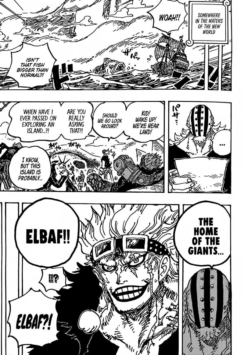 JugTBWJWSU's tweet photo. #ONEPIECE1071 I just realised. If Kidd is going to Elbaf the Giants are probably going to throw him a HUGE party for killing Big Mom. https://t.co/yeuG2miho3