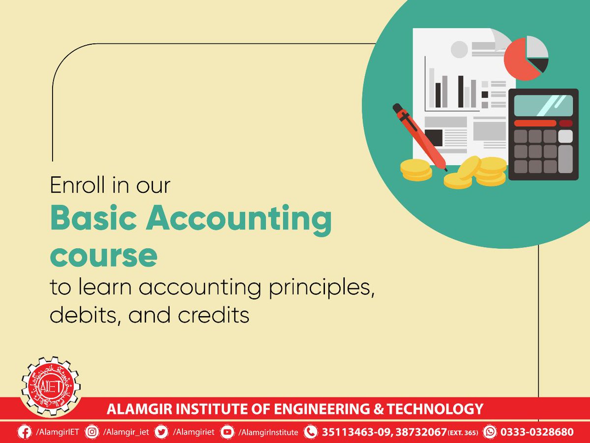 AlamgirIet's tweet image. Basic Accounting
Enroll Now
#AIET #ITcourses #basicaccounting