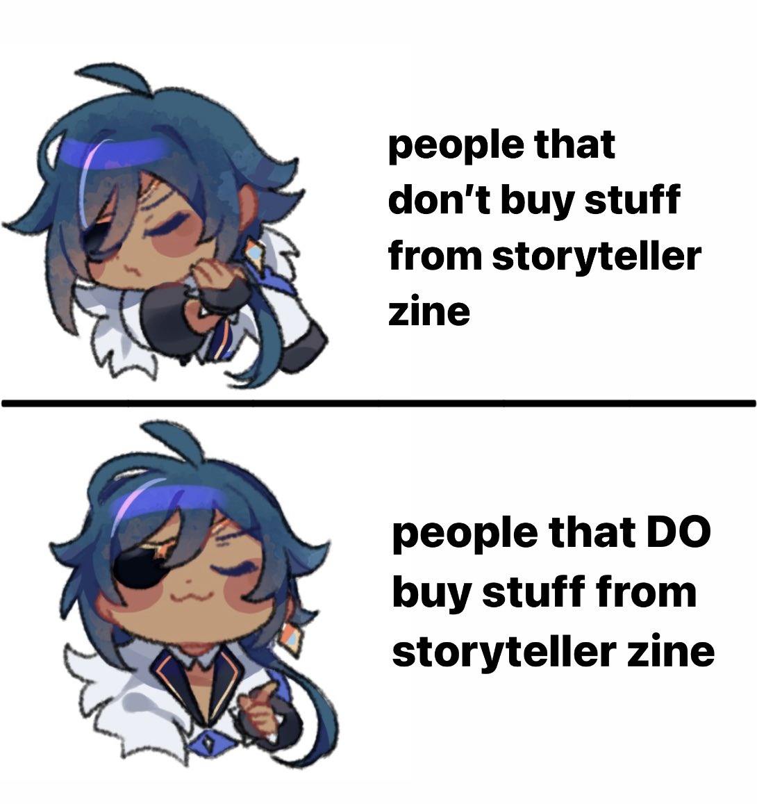 i actually drew this spot art in the zine i wonder how many people noticed it was a meme all along