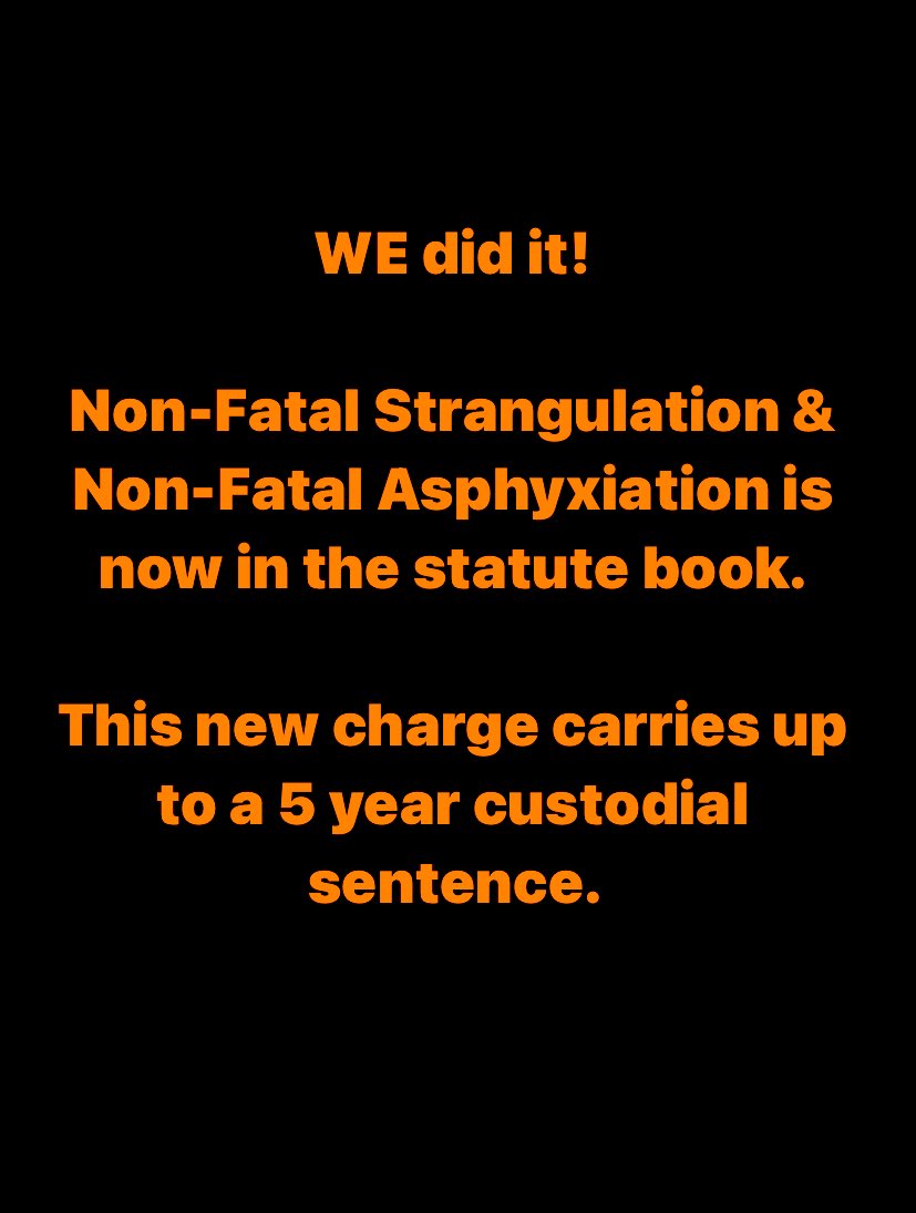 By far the best highlight for me this year👇

Thank you to everyone who was involved in pushing this forward especially <a href="/baronessnewlove/">Dr Baroness Newlove LLD (hc) DCL</a> <a href="/centreWJ/">Centre for Women's Justice</a> 
Julia Drown

This will save lives!

(June 7th - 29th October 2022, CPS Direct charged 174 perpetrators with this new offence)
