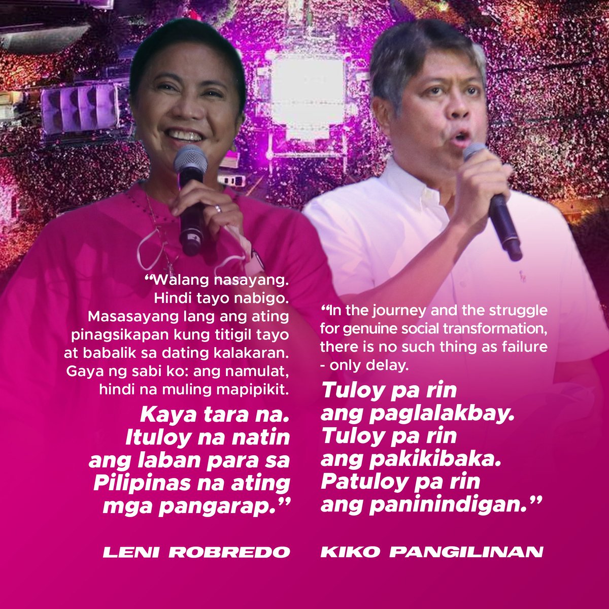 ronaldgem's tweet photo. Huwag kang manghinayang
Hindi tayo nabigo
Tibayan ang iyong loob

At kahit may dilim na umaaligid
Ang liwanag sa puso’y ‘di pasisiil
Namulat sa pag-asa, sa pag-ibig
Hindi na muling pipikit https://t.co/SI1hDlrwOS