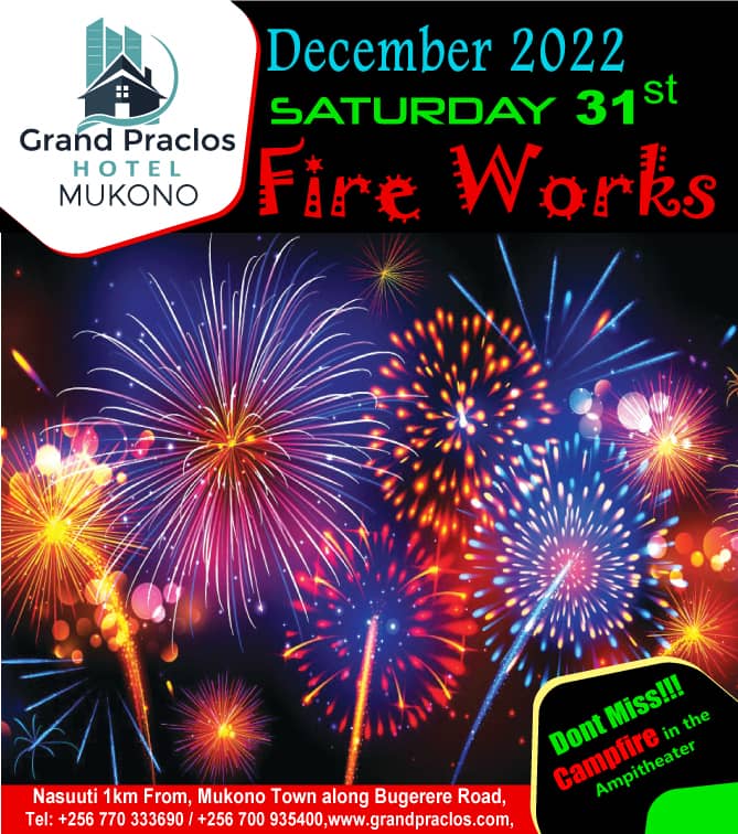 praclos's tweet photo. Don't miss the biggest fireworks in mukono tonight as we enter the new year here at Grand Praclos Gardens.
Don't you dare miss out. https://t.co/jQXkTezDQX