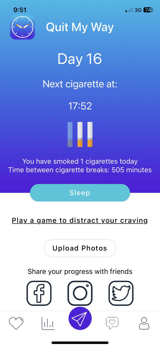 QuitMyWayApp's tweet image. If you started using this app 20 days ago, you would be down to your last cigarette today.  Just in time for the New Year! 🎉🎉🎉
#Tobacco #quitsmoking
#Smokingcessation
#Nicotine 
#NewYearResolution 
#HappyNewYear #HappyNewYear2023