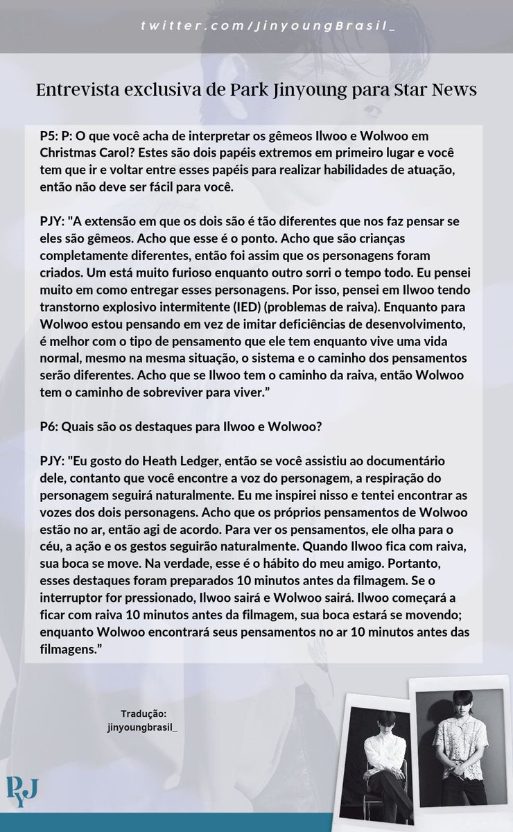 JinyoungBrasil_'s tweet photo. 🇧🇷|31.12.22 - Tradução completa da entrevista de Jinyoung para Star News!

"[Exclusivo] #ParkJinyoung “Quero gravar meus 20 anos.. Será esquecido? Eu não tenho medo"

Abra o tweet para ler o restante da entrevista! 👇

cr: PeachEdits922
#jinyoung #진영 #박진영 #GOT7 #갓세븐 https://t.co/BiXHGEhUMy