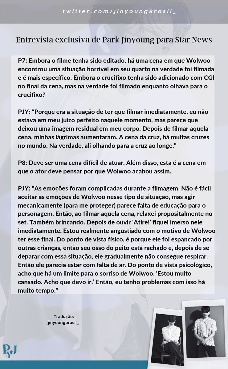 JinyoungBrasil_'s tweet photo. 🇧🇷|31.12.22 - Tradução completa da entrevista de Jinyoung para Star News!

"[Exclusivo] #ParkJinyoung “Quero gravar meus 20 anos.. Será esquecido? Eu não tenho medo"

Abra o tweet para ler o restante da entrevista! 👇

cr: PeachEdits922
#jinyoung #진영 #박진영 #GOT7 #갓세븐 https://t.co/BiXHGEhUMy