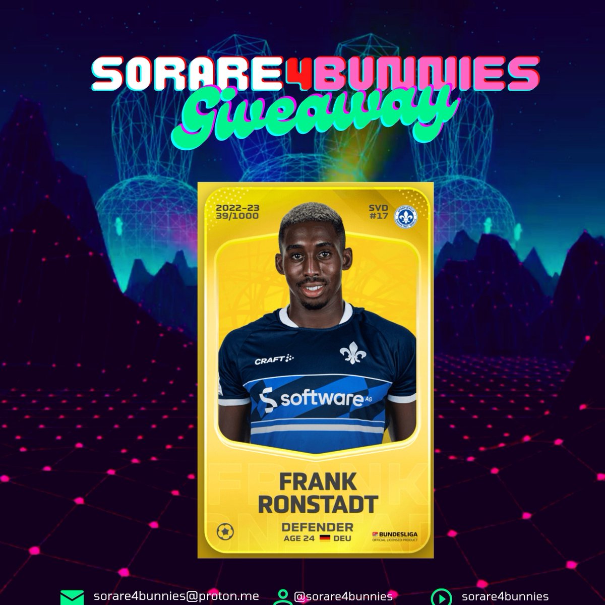solanaitaliana's tweet photo. Ciao bunnies🖖🏻🐰🇮🇹

⚠️ SORARE GIVEAWAY🚨

🎁#NFTGiveaway di fine anno 🥳🪅🎉 per festeggiare il 2023 pieno di novità per voi e dedicato ad approfondire @Sorare ⚽️🏀⚾️ 

🥕Regole 👇🏻🐇

✅ Segui
✅ Like✚Retweet
✅ Il tuo nick Sorare

⌛️end48h

#soraregiveaway #sorare #sorareitalia https://t.co/gxiucys2d2