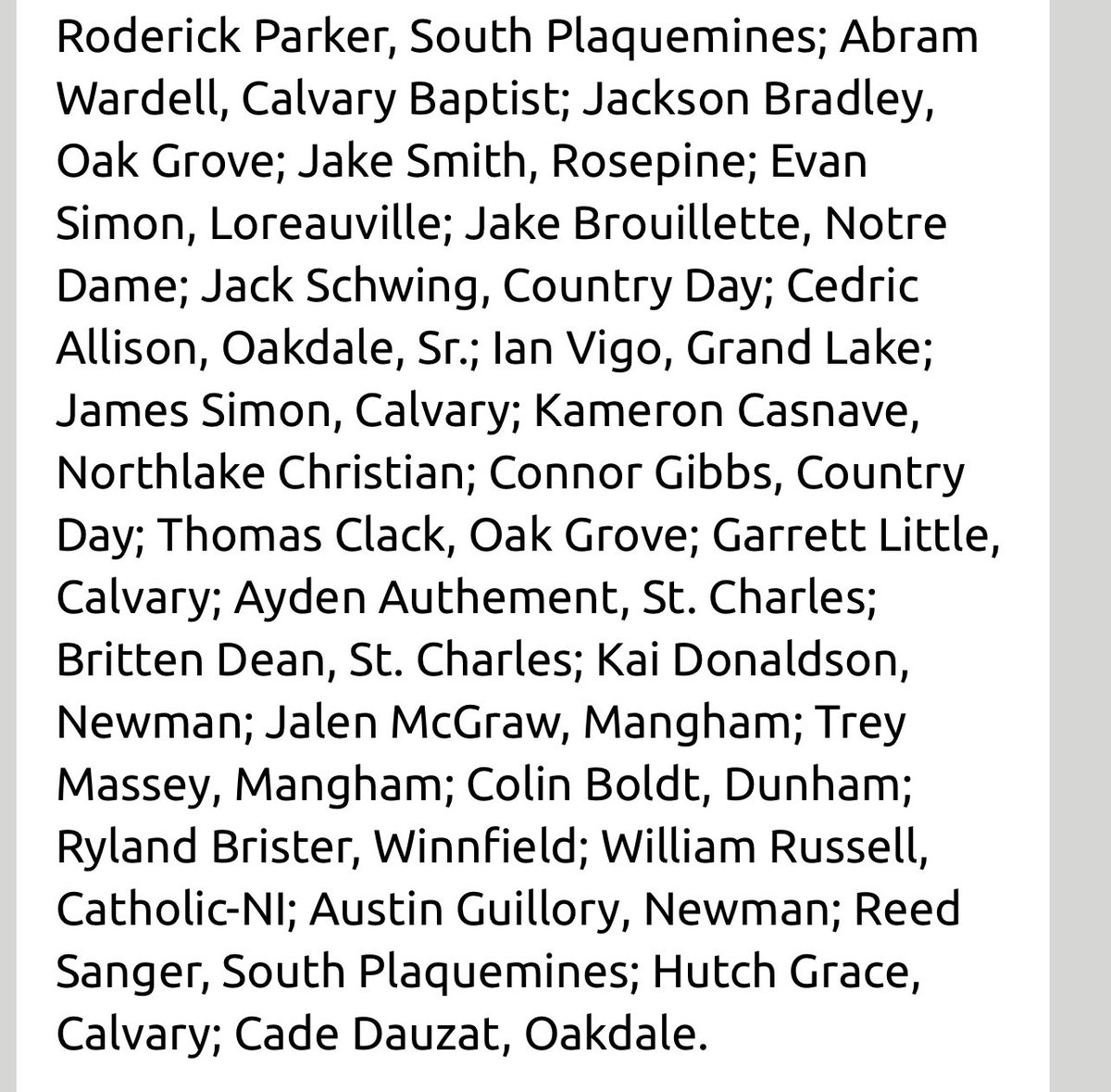 LSWA 2A All State Team