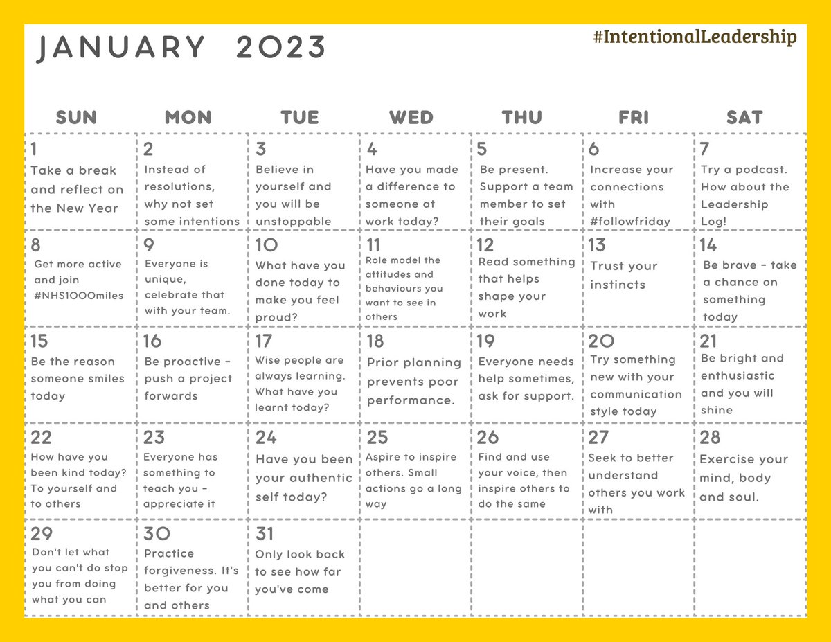 leadership_log's tweet photo. January is a great time to reset and reflect. We at the Leadership Log want to help focus on #IntentionalLeadership this month. 
Join us by sharing your experiences and tips each day! https://t.co/T7mokEaE7M