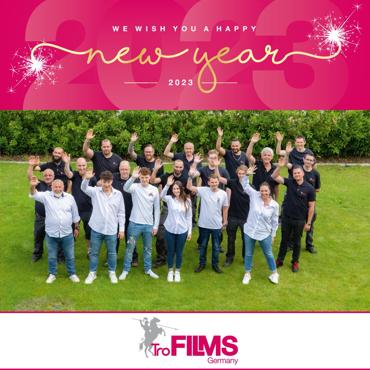 TroFilmsGmbH's tweet photo. Nous vous souhaitons une bonne année 2023, pleine de paix, de santé et de succès !
¡Le deseamos un feliz, pacífico, saludable y próspero Año Nuevo 2023!
#HappyNewYear #NewYear #Greetings #print #packaging #TroFilms https://t.co/BprhAQNUtk
