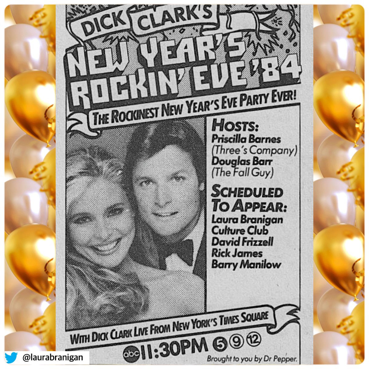laurabranigan's tweet photo. #PromoAd #NewYearsRockinEve TV Guide promotional piece for “Dick Clark’s New Year’s Rockin’ Eve” 1984 TV show!🎈🎉 ~ Kathy Golik, Legacy Manager 

#LauraBranigan #TVGuide #NewYearsEve #DickClark #80s #PopMusic #Solitaire #HowAmISupposedToLiveWithoutYou #HappyNewYear #Celebration https://t.co/UkKTvoL65Q
