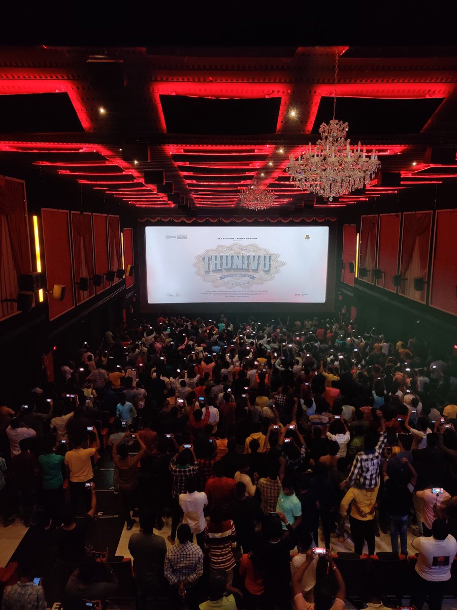 RamCinemas's tweet photo. Exclusive snaps of #ThunivuTrailer on BIGSCREEN in Your #RamCinemas 💥 https://t.co/pDfCdGhD0c