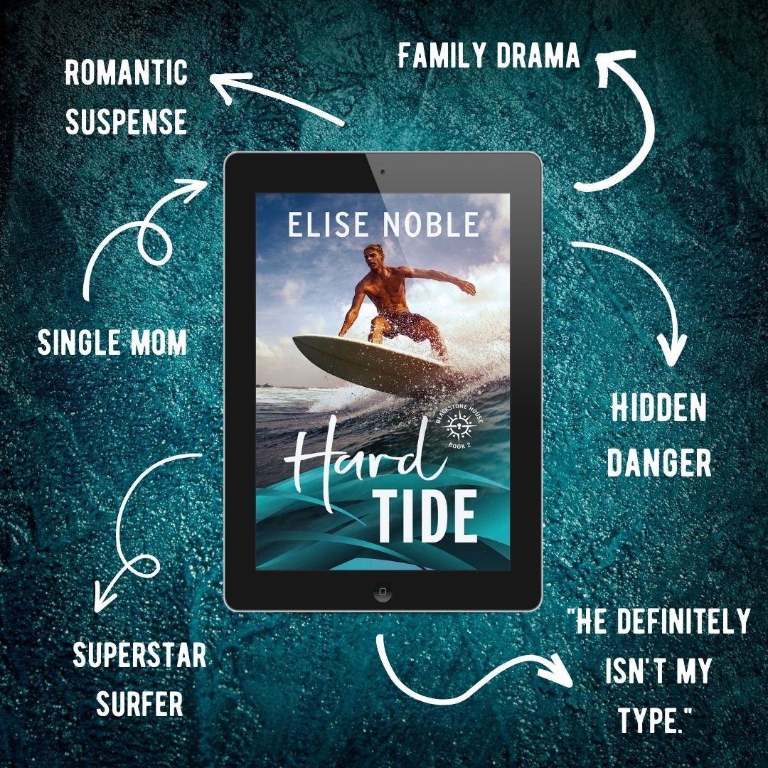 Hard Tide is out today!
When PI Ari Danner runs into the ocean to save a drowning child, she’s rescued by handsome surfer Zach Torres. Too bad he’s the subject of her latest investigation…
elise-noble.com/hard-tide