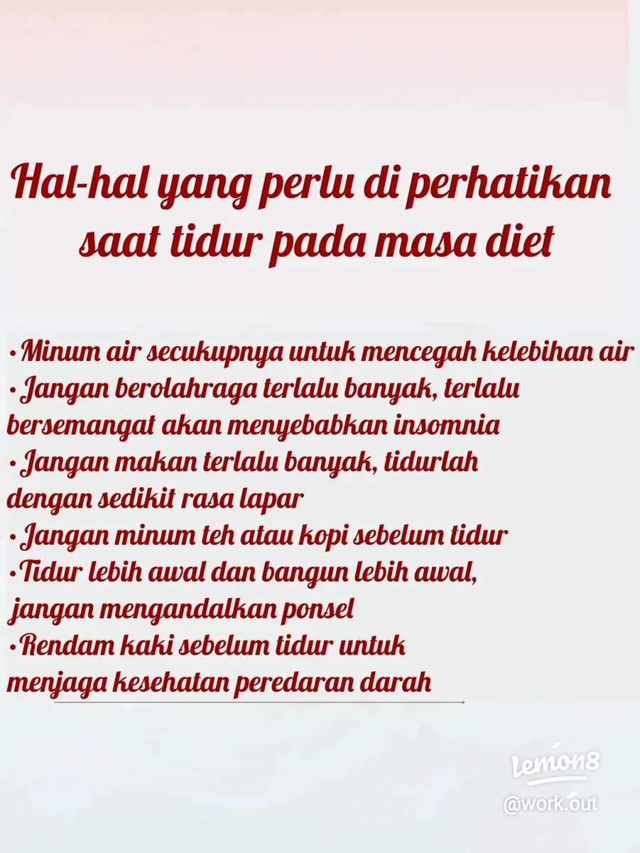 Workoutlemon8's tweet photo. Hal-hal yang perlu diperhatikan saat tidur pada masa diet https://t.co/OBewzNpeyT
