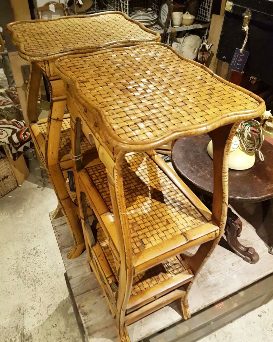 angleseyantique's tweet photo. Vintage c1970s bamboo stands, spilt cane on laminated wood, a quality pair....
#midcenturymodern https://t.co/reHxLP1VCM