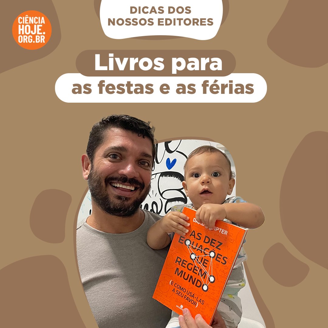 CienciaHoje's tweet image. 📚🥳🎅🎆🎁 Nossos editores científicos reuniram algumas dicas de livros para presentear nas festas ou ler nas férias. 

Aqui vai a sugestão de Leandro Lobo (@Lobo_Lele), do @IMPG_UFRJ:

"AS DEZ EQUAÇÕES QUE REGEM O MUNDO (E COMO USÁ-LAS A SEU FAVOR)",

(+)