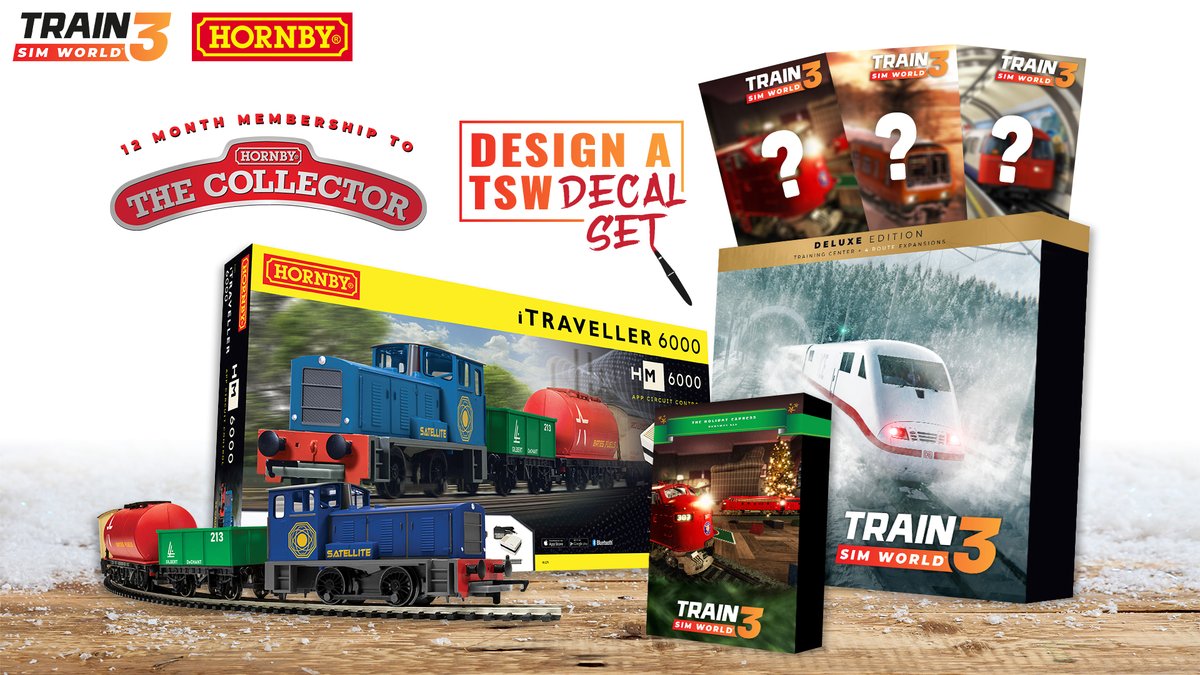 trainsimworld's tweet photo. Start the New Year right, with our fabulous prize giveaway!

⭐️ Brand new @hornby iTraveller 6000
⭐️ Train Sim World 3 Deluxe Edition + 3 DLC
⭐️ Make your own Decal set
✨ And More!

Enter our Holiday Competition now 🎉
https://t.co/EKFz9mOevv

#TrainSimWorld #12DaysofTSW https://t.co/WbSq6Gv1u7
