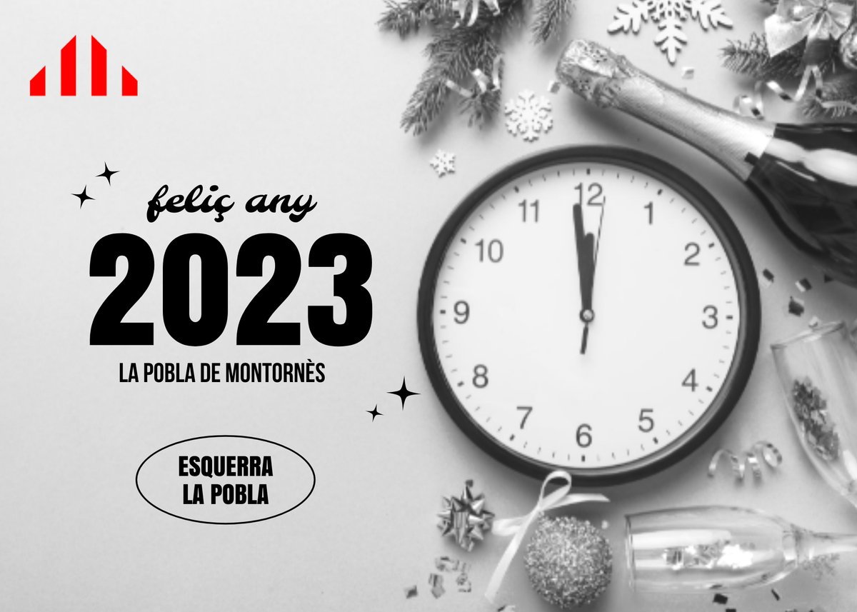 EsquerraLaPobla's tweet photo. Des d'Esquerra Republicana de la Pobla de Montornès us desitgem un feliç 2023 https://t.co/GBmnVxPPUO