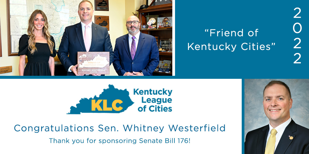KY League of Cities (@kyleaguecities) on Twitter photo .<a href="/BryannaCarroll/">Bryanna L. Carroll</a> & <a href="/JDChaneyKLC/">J.D. Chaney</a> were proud to present <a href="/KyWhitney/">Whitney Westerfield</a> with a 2022 "Friend of Ky Cities" award for his work in the 2022 Regular Session. Sen. Westerfield sponsored SB 176, a KLC initiative that helps cities contemplating using facial recognition technology. .<a href="/BryannaCarroll/">Bryanna L. Carroll</a> & <a href="/JDChaneyKLC/">J.D. Chaney</a> were proud to present <a href="/KyWhitney/">Whitney Westerfield</a> with a 2022 "Friend of Ky Cities" award for his work in the 2022 Regular Session. Sen. Westerfield sponsored SB 176, a KLC initiative that helps cities contemplating using facial recognition technology.