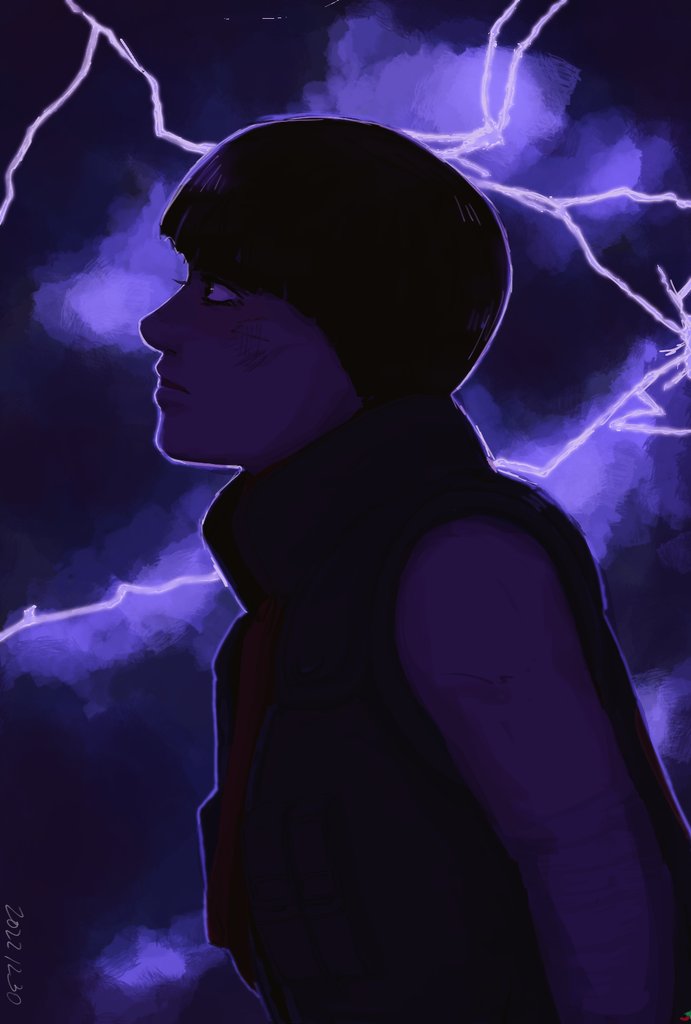spiiiciest's tweet photo. #gikkgiweek2022 day 4(?): legend 
"The lightning blade... is its nickname because Kakashi once sliced lightning using this jutsu." // cw: bright image https://t.co/GW5mWNttyT