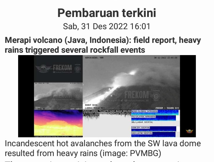 melatipoetihh's tweet photo. Gunung MERAPI di JAWA TENGAH, Sabtu 31 Des 2022 ( 16:01 WIB) mengalami kerapatan piroklastik yg terjadi dari bagian Barat Daya kubah lava aktif https://t.co/xBuo9MzSUc