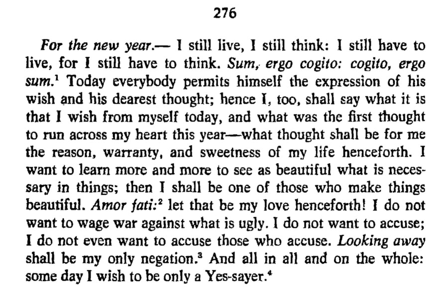 Friedrich Nietzsche, For the new year: