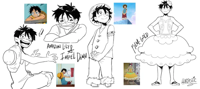As a warmup/cooldown sketch I've been drawing my favorite luffy's (aka all my luffy screenshots since i started watching)

#ONEPIECE 