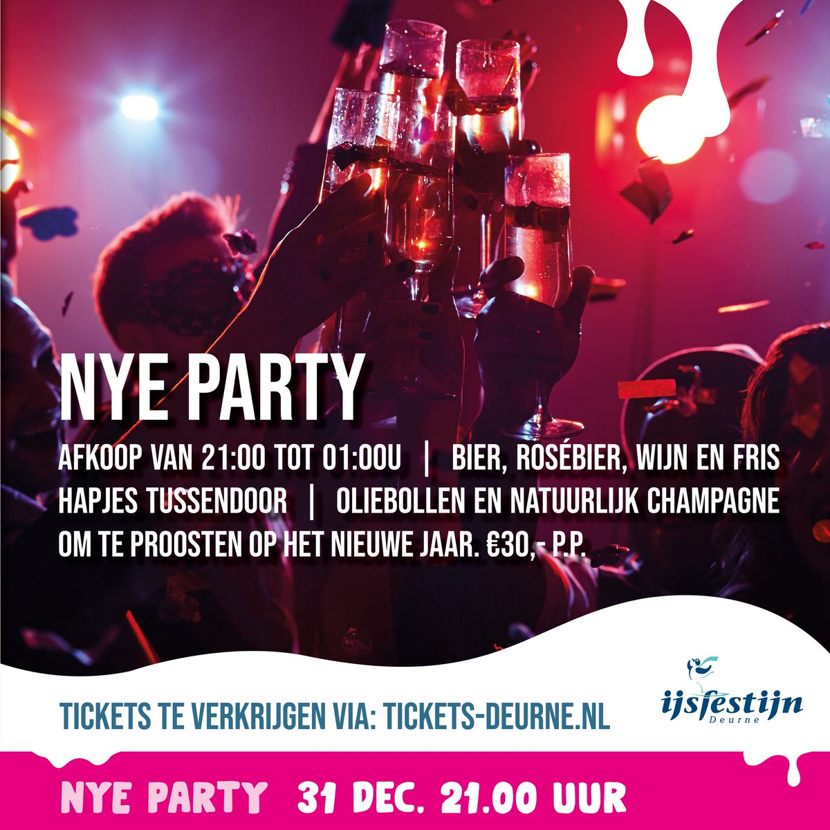 ijsfestijn's tweet photo. 𝗩𝗮𝗻𝗮𝘃𝗼𝗻𝗱 𝗯𝗶𝗷 𝗵𝗲𝘁 𝗜𝗷𝘀𝗳𝗲𝘀𝘁𝗶𝗷𝗻: NYE Party!

Nog geen leuke plannen voor oud op nieuw? Kom naar het horecapaviljoen Below Zero voor een gezellig feestje en samen te proosten op het nieuwe jaar!

❗ - De schaatsbaan is vandaag vanaf 17:30 uur gesloten. https://t.co/2YevSL3afV