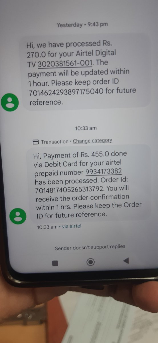 Ashwanioo7's tweet photo. I have recharged my another airtel number in the morning at 10AM and my balance deducted from my account but the recharge not done yet.
Please solve this problem ASAP so that I use airtel services.The number is on screenshot.Thanks @airtelindia @Airtel_Presence https://t.co/dPCIS5udHv