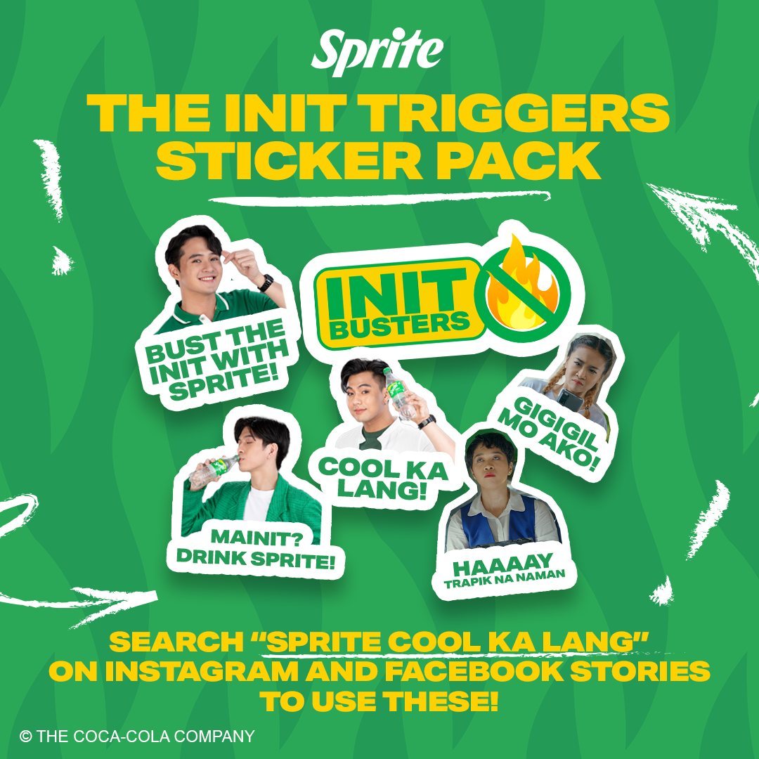 SpritePH's tweet image. ‘Wag padala sa init. I-express ang inis mo in a fresh cool way with these Sprite #CoolKaLang stickers! Available on FB and IG stories!
