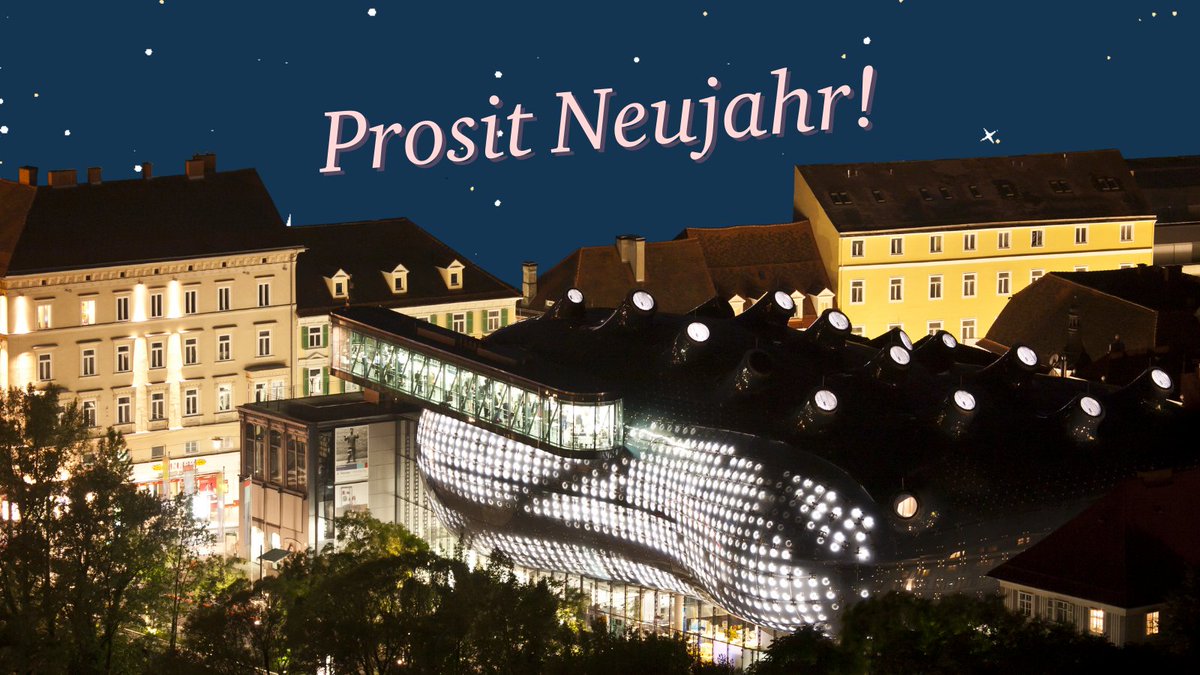 Joanneum's tweet photo. Wir wünschen dir einen guten Rutsch ins neue Jahr! 🌟 Tipp: Genieße einen kunstvollen Silvester-Auftakt im Kunsthaus Graz - Die Ausstellungen "Faking the Real" und "Hito Steyerl. Animal Spirits" kannst du heute bei freiem Eintritt besuchen. 

📷 © Christian Plach https://t.co/ADrinoPO3E