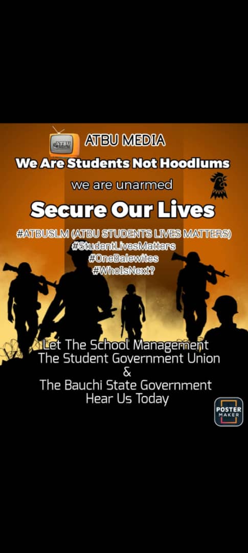 muhammadasumar's tweet photo. We need security
#ATBUSLM #StudentLiveMatters #OneBallewites #WhoIsNext @ATBU_Connect @SUG_ATBU @AtbuStudents https://t.co/5joAZbC1Z6
