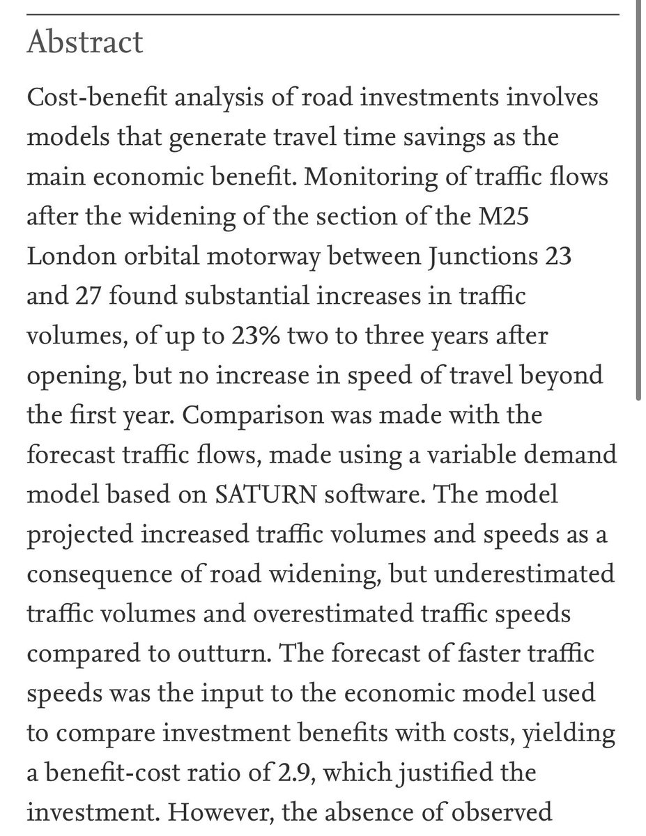 A study showed that M25 widening did not result in less congestion, but rather more people used it and quickly gobbled up extra capacity. The economic model to justify the investment relied on the promise of higher traffic speeds.

I promise you, one more lane won’t fix it.