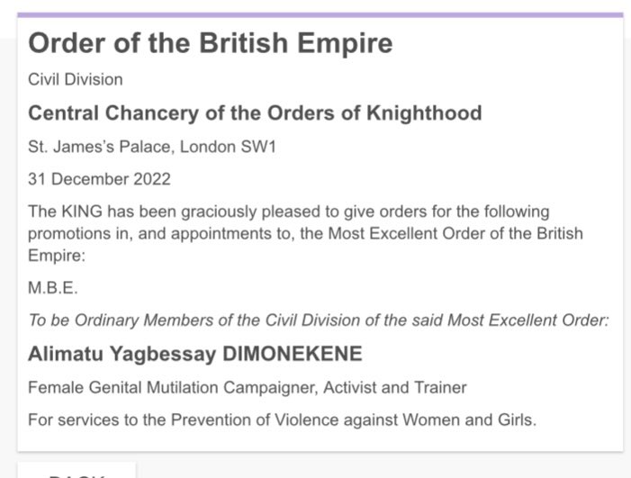 Alimatu Dimonekene MBE tweet media
