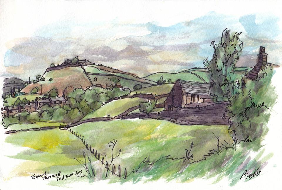 PaulGent2's tweet photo. Sketch of the Day: Thornsett, New Mills, #Derbyshire , 2013 https://t.co/fNCjPVXxEl