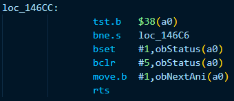 HitaxasTV's tweet photo. @TeamOrbinaut Here is the reason. 
move.b #1,obNextAni(a0)

This restarts the current animation being played. 
It also happens in S2 and S3(K). https://t.co/8qTYlQPWmJ