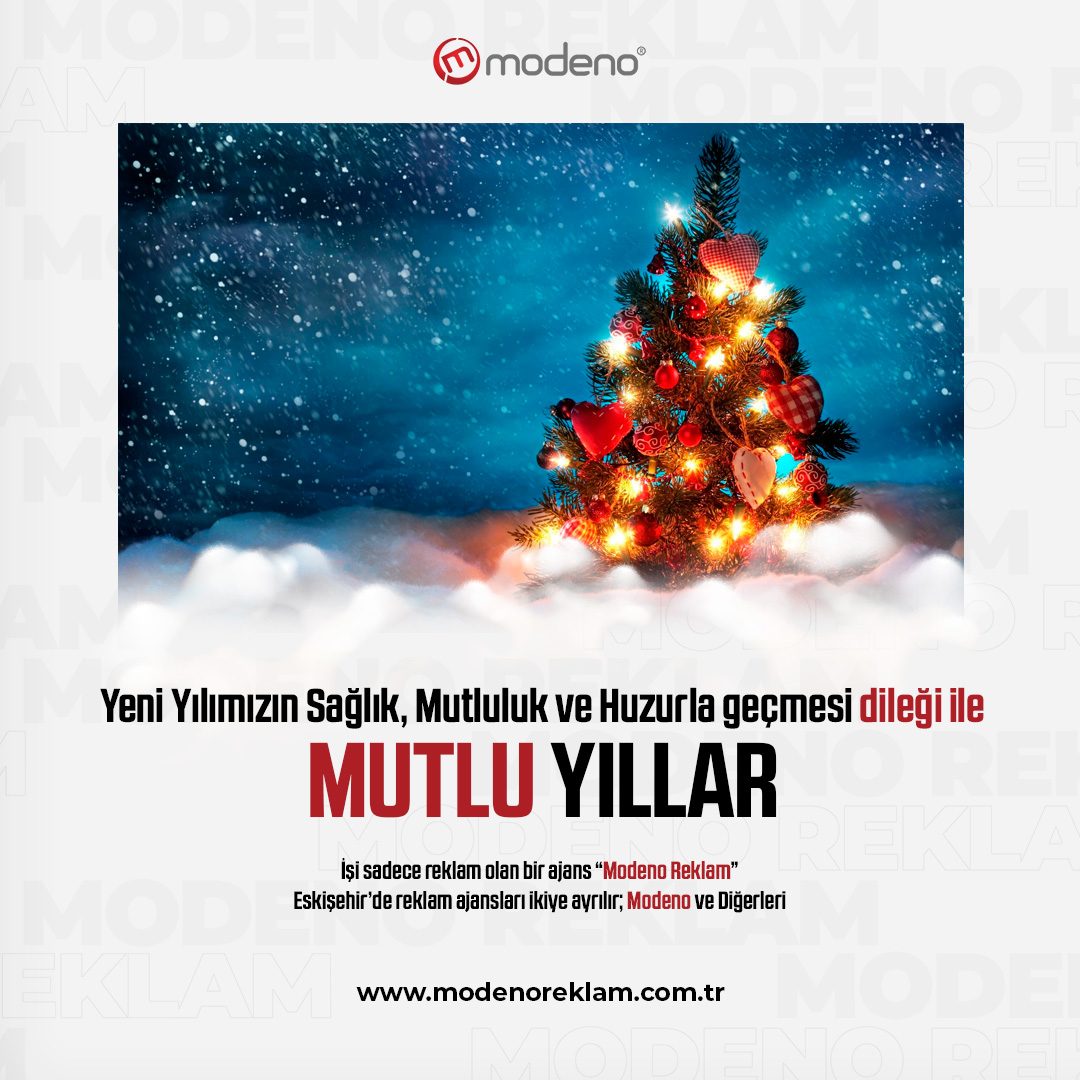 İyisiyle, kötüsüyle ve çokça çalışarak geçirdiğimiz bir yılı daha geride bıraktık.
Yeni yılda yeni başarılarla, mutluluk ve huzur getiren bir yıl olmasını diliyoruz.
İyi seneler...

#modeno #modenodigital #modenoreklam #modenopatent #eskişehir #yeniyıl #mutluyıllar