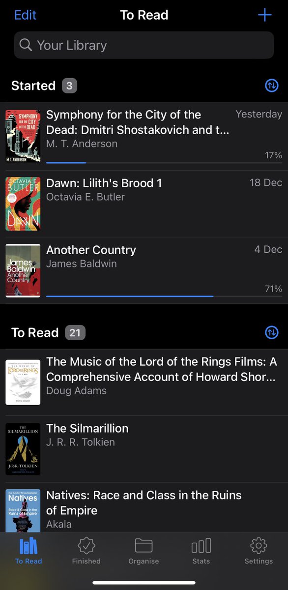 I’ve been using the reading list app since late October and I’ve read more books in three months than the whole rest of the year! Helps me remember how many I have on the go, too…