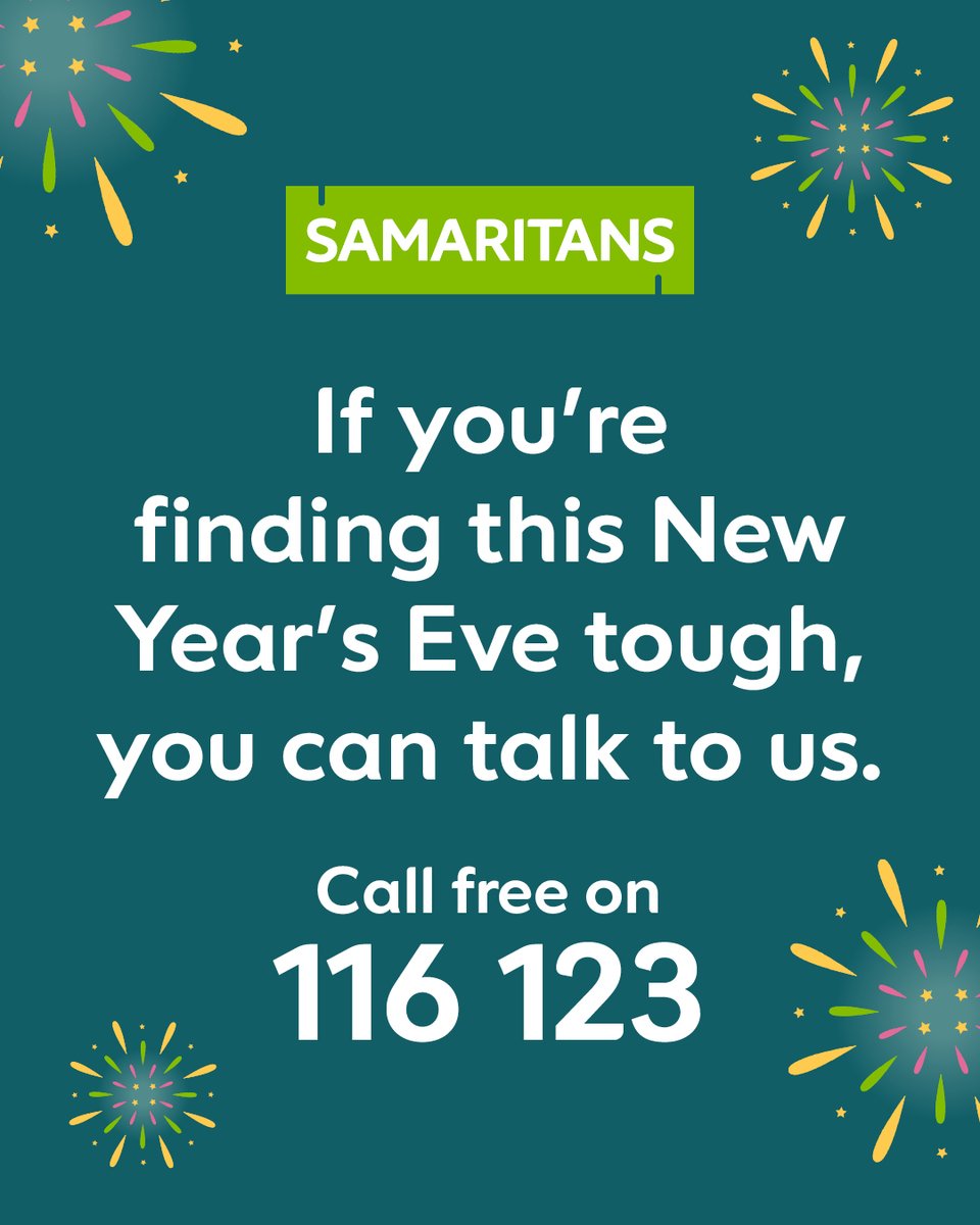 Going into a new year can bring up lots of complicated feelings, and there’s lots of pressure to have a good time on top of that. 

If you find this a hard time of year – you’re not alone. 

If you’re struggling at any point, please remember we’re here all day and night. 💚