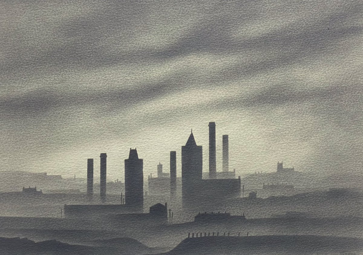 A large Trevor Grimshaw drawing titled Northern Town.

#trevorgrimshaw #graphite #industrialart #industrial #northernart #industrialchimney #lancashire #fineart #cheshire #art #artist #1970s #artgallery #factories #hale #altrincham #hyde #Bramhall