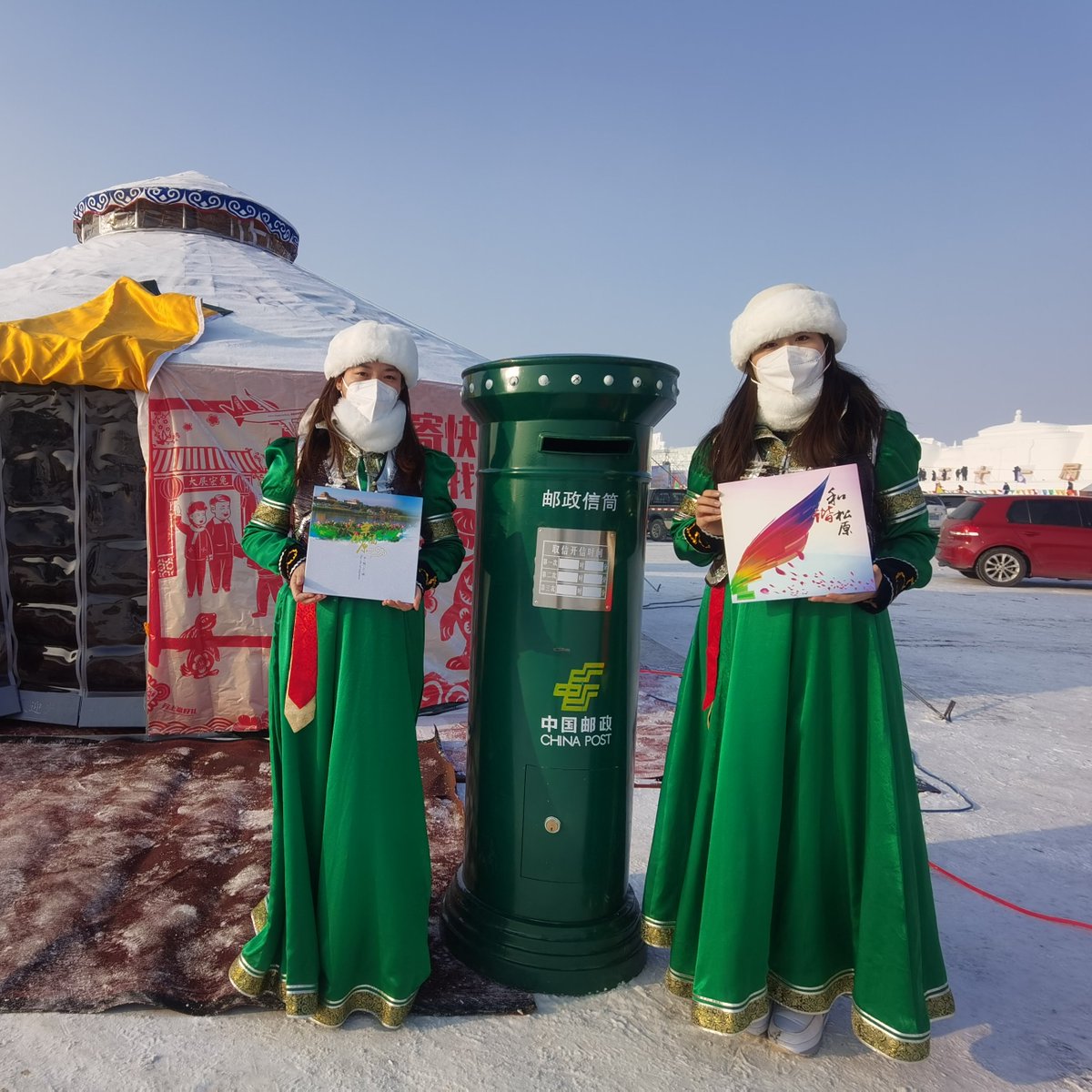 Skiing_China's tweet image. 중국 지린 차간호 동계고기잡이 현장에 “왕훙우체국”도 동참했답니다.
#china #jilin #chagan