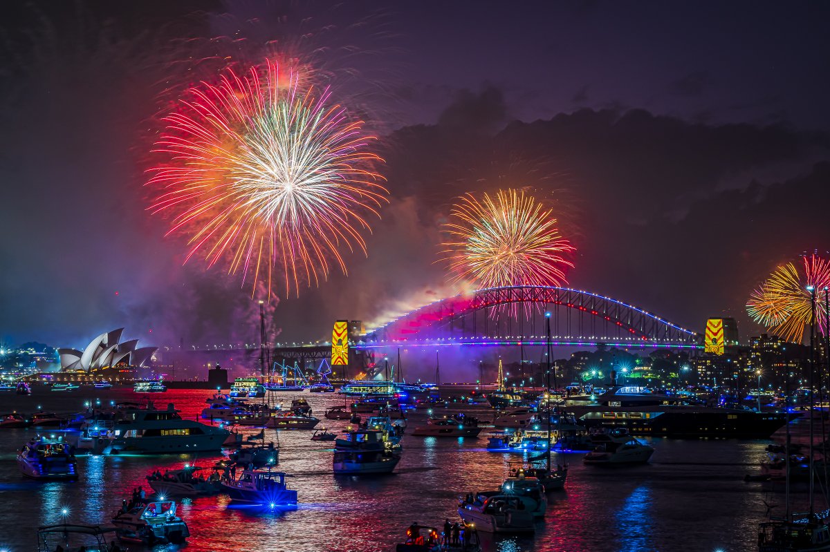 cityofsydney's tweet photo. Inspired by the land, sea and sky, the 9pm Calling Country display honoured the custodians of the land on which we celebrate Sydney New Year’s Eve. The display was curated by Carmen Glynn-Braun and Dennis Golding from Re-Right Collective with Gadigal artist Nadeena Dixon. #sydNYE https://t.co/gwW3xaIA56