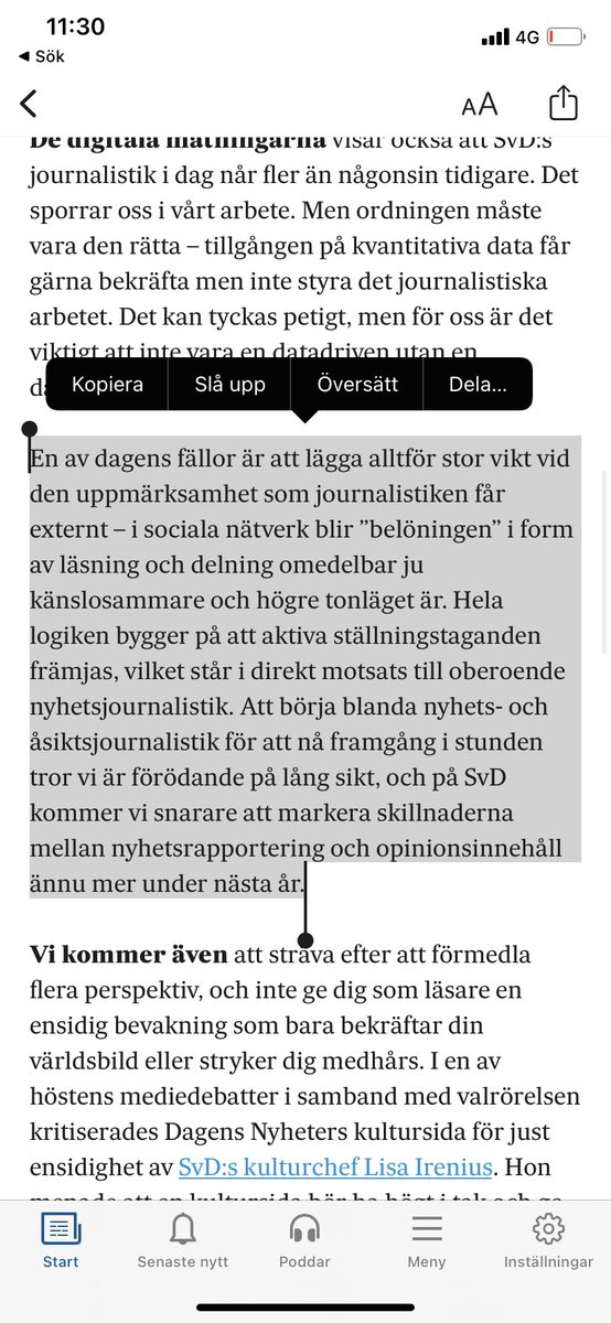 MagnusAlselind's tweet image. Bra av ”svenskan”. Påminner om hur NYT aktivt påminner sina journalister att inte skriver för egen hejarklack på Twitter svd.se/a/8J5Wmw/nyars…