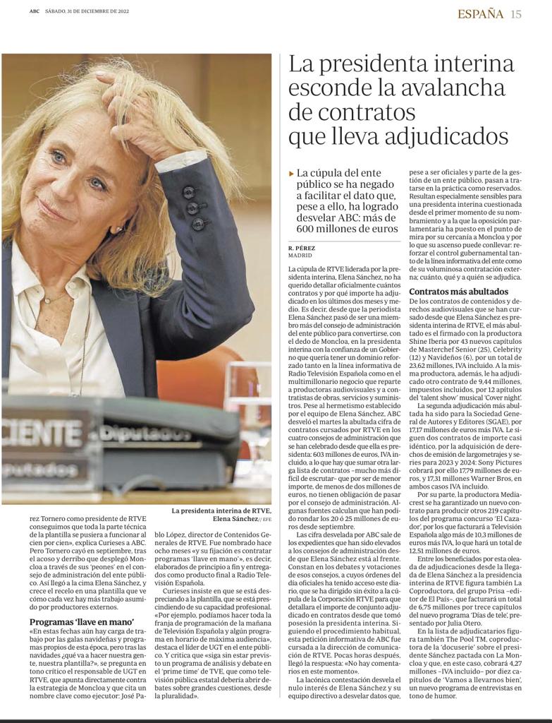 UGTRTVE's tweet photo. Declaraciones de nuestro Secretario General @macurieses a el diario ABC, sobre el peligro y la gravedad de la externalizacion que están haciendo la presidenta interina Elena Sánchez y @Josepablo_ls https://t.co/34phgLoQK7